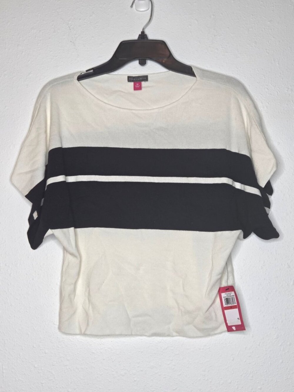 Vince Camuto Colorblocked Boat Neck Stripe Sweater Top